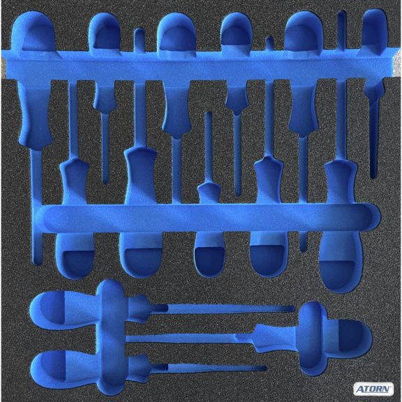 ATORN Hartschaumeinlage leer, passend für 14-tlg. VDE-Schraubendrehersatz slim - Hartschaumeinlage, leer - VDE Schraubendreher-Satz 14