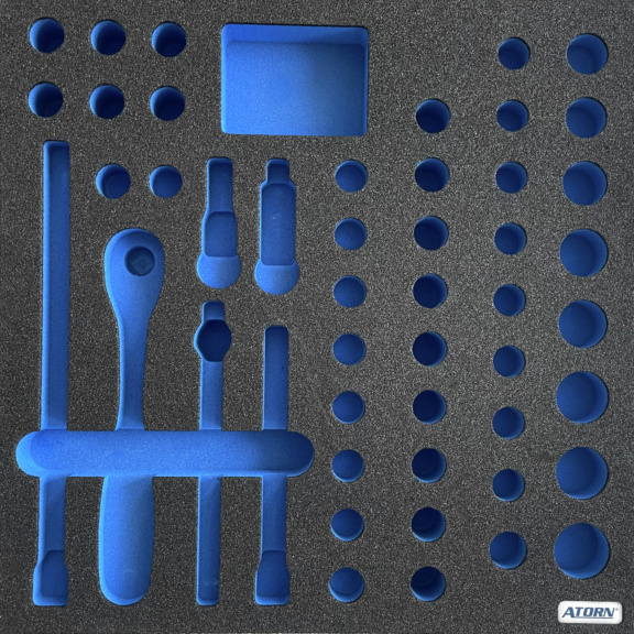 ATORN Hartschaumeinlage leer, passend für 49-teiliges Steckschlüsselsortiment - Hartschaumeinlage, leer - Steckschlüssel-Sortiment 49