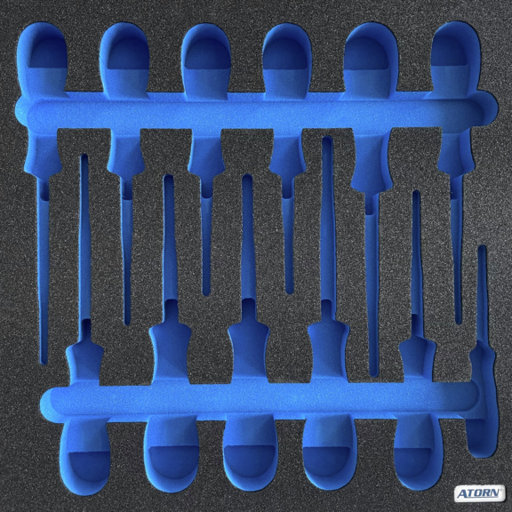 ATORN Hartschaumeinlage leer, passend für 24-tlg. VDE-Schraubendrehersatz slim - Hartschaumeinlage, leer - VDE Schraubendreher slim 24