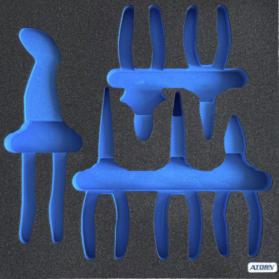 ATORN Hartschaumeinlage leer, passend für 6-teiliges Zangen-Sortiment - Hartschaumeinlage, leer - Zangen-Sortiment 6