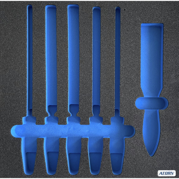 ATORN module en mousse rigide vide pour assortiment de limes 6 pièces - Module en mousse rigide, vide - assortiment de 6 limes