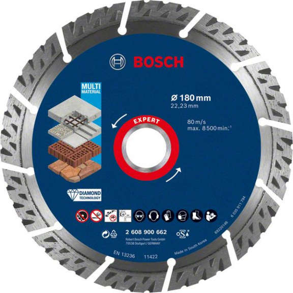 BOSCH Diamanttrennscheiben EXPERT MultiMaterial Bohrungsdurchmesser 22,23 mm - Diamanttrennscheiben EXPERT MultiMaterial