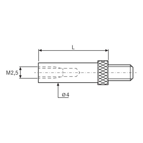 TESA Verlängerung 40 mm für Messeinsätze M2,5 - Verlängerungsstück