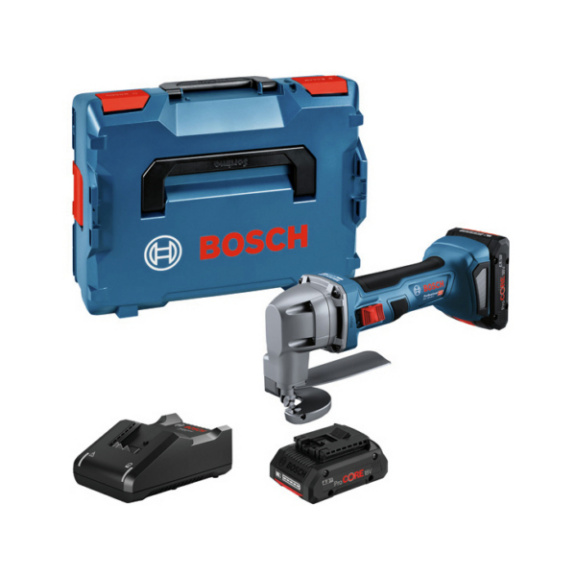 BOSCH GSC 18V 16E cordl sheet metal shears 2x ProCORE batt. quick charger L BOXX