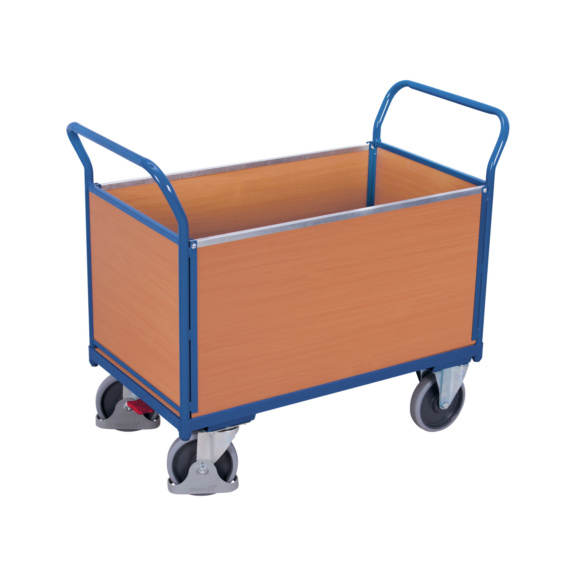 VARIOFIT Vierwandwagen mit Holz LxBxH 950 x 450 x 945 mm sw-700.400 - Plattformwagen mit 4 Seitenwänden aus Holzwerkstoff