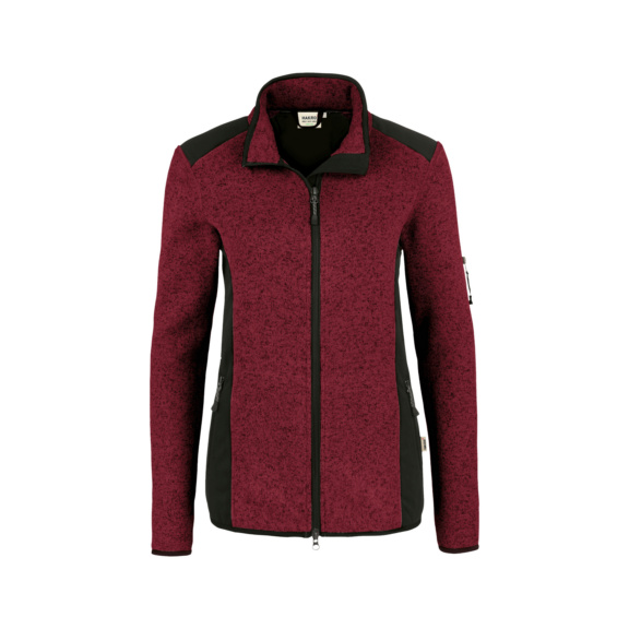 HAKRO Damen Strick-Fleecejacke, weinrot meliert, Gr. S - Damen Strick-Fleecejacke Churchill