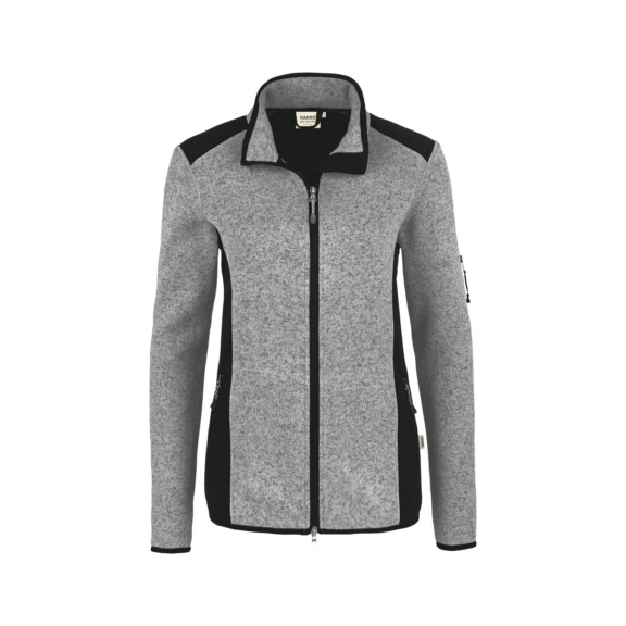 HAKRO Damen Strick-Fleecejacke, grau meliert, Gr. XL - Damen Strick-Fleecejacke Churchill