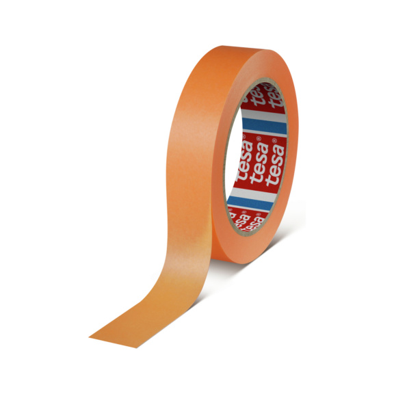 tesa 4342 Bandabmessung 25 mm x 50 m Farbe Orange - Premium Präzionskrepp® für präzise Ergebnisse bei Lackier- und Malerarbeiten.