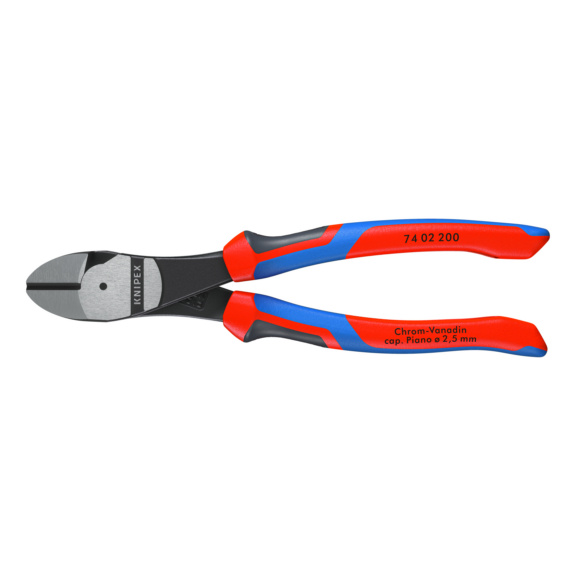 KNIPEX Kraftseitenschneider 200 mm Kopf poliert mit Zweikomponentengriff - Kraft-Seitenschneider mit 2-Komponenten Griffhülle