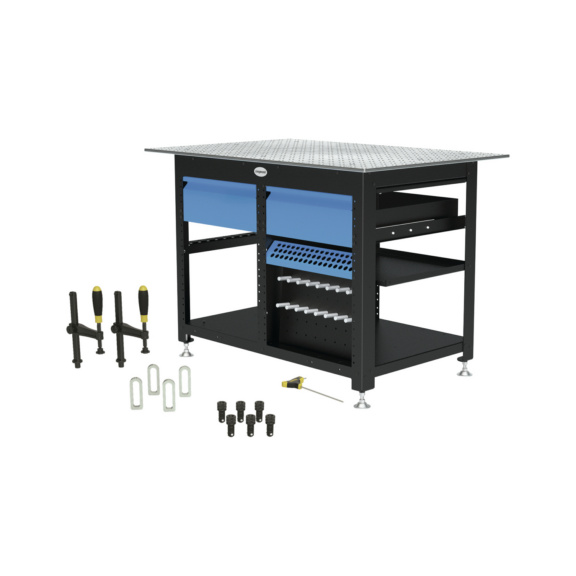 191167322 SCHWEIßKRAFT, Werkbank Workstation Basispaket inkl. 2 Schubladen inkl. Werkzeug-Set A - Werkbank