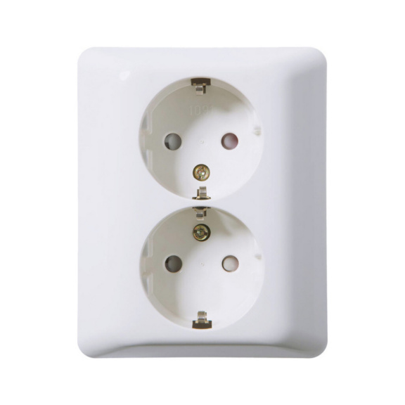 Flush-mounted outlet with cover plate IP21 ELKO RS Nordic - SOCKET 2-SOC IP21 UPJ 0X WT ELKO