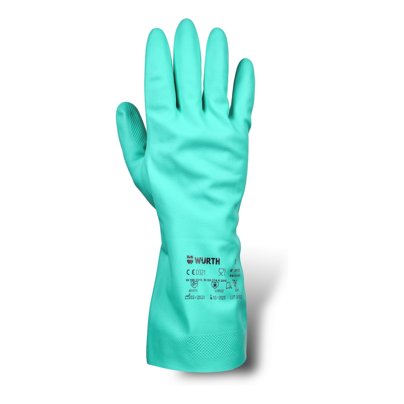 丁腈橡胶化学品防护手套 - 丁腈化学防护手套-绿色-L330MM-8号