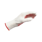 Protective glove, knitted with dots