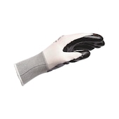 Protective glove, knittet with coating
