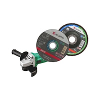 Angle grinder, cutting disc, flap disc 40G set