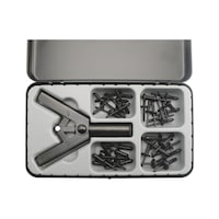 Hand rivet tool assortment for plastic rivets