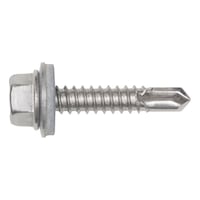 Drilling screw, hexagon head, A2 stainless steel with sealing washer pias<SUP>®</SUP>