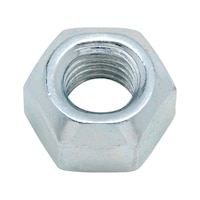 Låsemøtrik med spændestykke (massiv metal) ISO 7042, stål 10, forzinket, blåpassiveret (FZB)