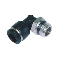 Rotating elbow connector male thread mini