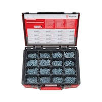 Tapping screws, countersunk head assortment 1400 pieces in system case 4.4.1.