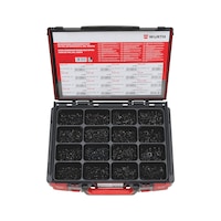 Tapping screws, raised countersunk head assortment 1600 pieces in system case 4.4.1. DIN 7983