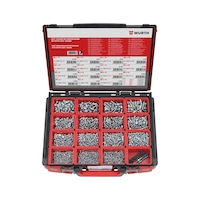 Self-tapping screws, flat head assortment 2058 pieces in system case 4.4.1. DIN 7500-1