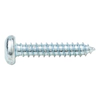 Flat head tapping screw, type C with hexagon socket ISO 14585, steel, zinc-plated, blue passivated, shape C (with tip)