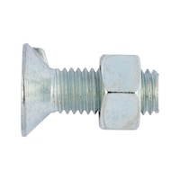 Countersunk head screw with nib and nut