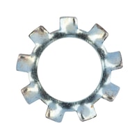 Serrated washer, externally serrated, type A DIN 6797, zinc-plated steel, blue passivated (A2K)