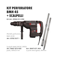 Hammer drill and chisels set 