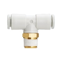 T-shaped plug connector, 360° swivel T-piece, pneumatic air, automation