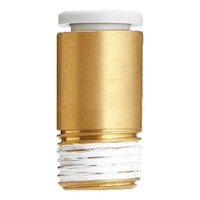 Straight plug connector with male thread, brass