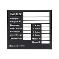 Name plate for commercial vehicles 