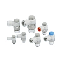 One-way restrictor valve  with plug connector
