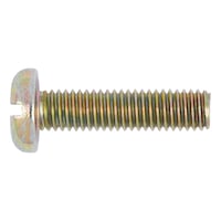 Slotted flat-head screw DIN 85, steel 4.8, zinc-plated, yellow chromated (A2K)