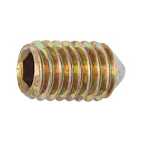 Hexagon socket set screw with flattened tip ISO 4027, steel, 45H, zinc-plated, yellow chromated (A2C)