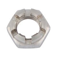 Castellated nut, low profile DIN 937, A4 stainless steel, plain