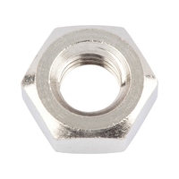 Hexagonal nut, low profile ISO 4035 brass, nickel-plated (E2J)