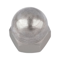 Hexagonal cap nut, high profile with thread undercut