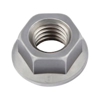 Hexagonal nut with flange and clamping piece (all-metal)