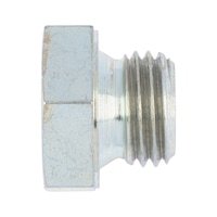 Hexagon head sealing plug, short screw-in pin DIN 7604, steel, zinc-plated, blue passivated (A2K)