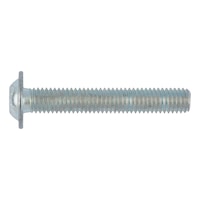 Screw with flattened half round head with collar and hexagon socket ISO 7380-2, steel 10.9, zinc-plated, blue passivated (A2K)