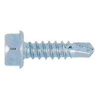 Steel zinc-plated hex head with collar serrated