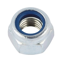 Låsemøtrik med klemstykke (ikke-metallisk indsats) DIN 6924, stål 8, forzinket, blåpassiveret (FZB)
