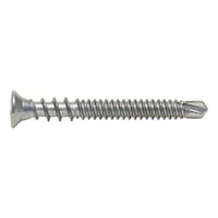 FEBOS® DG double-threaded screw with raised countersunk head Hardened steel, zinc-plated, blue passivated (A4K)