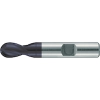 Ball nose end mill HSS-ECo8 short, twin blade, centre-cutting