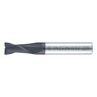 Solid carbide end mill, short, twin blade