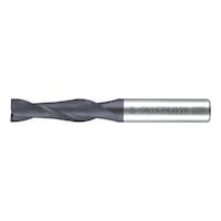 Solid carbide end mill, long, twin blade