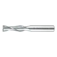Solid carbide end mill, long, twin blade