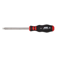 Screwdriver with 1/4 inch tip with square drive at the end of the handle
